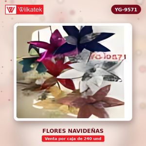 45CM Arreglo floral navideño, 3 flores doradas, 4 flores plateadas, 3 grandes flores… (Opp x 240 und)