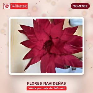 Flor de 58CM,Dorado 25%,Rojos 25%plateado 15,palo de rosa 15,champan 10%. (Opp x 240 und)