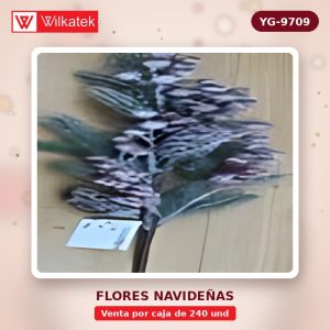 flor bnavideña con nieve ,medidas 67CM. (Opp x 240 und)