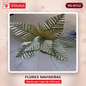 Flor escarhcada,medidas 50Cm,Dorado 25%,Rojo 25%,plateado 15%,palo de rosa 15,champan 10%. (Opp x 240 und)