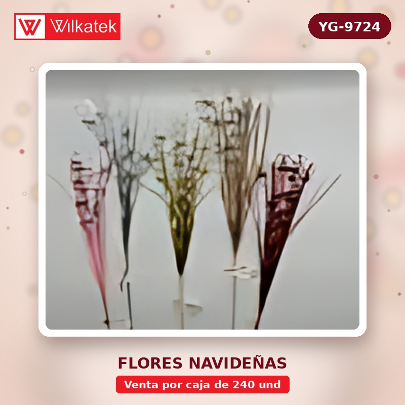 Adornos navideños espiga escarchada,dorado 25%,Rojo 25%,plateado 15%,palo de rosa… (Opp x 240 und)