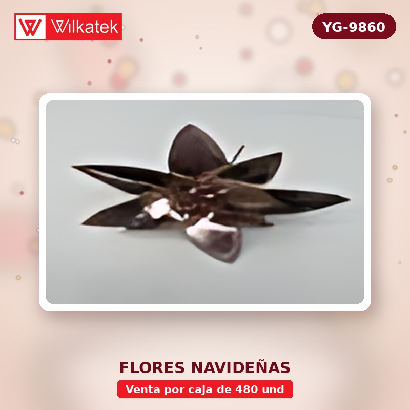 Flor de 29 cm dorado, plata, rojo, champana, palo de rosa, blanco. (48 und en cajitas, total 10 x 480 und)