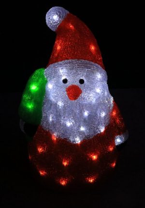 Papá Noel + Árbol en acrílico, 60 LED, tamaño: 30x25x40, Luz fija, de enchufe (Caja x 2 und)