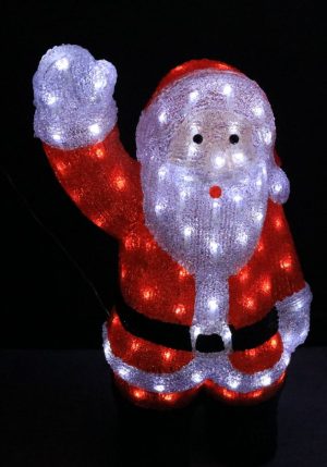 Papá Noel saludo en acrílico, 120 LED, tamaño: 40x25x60, Luz fija, de enchufe (Caja x 2 und)