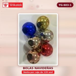 Bola de Navidad Brillante 6cm color: dorada (6 und/tubo x 120 und) - WILKATEK