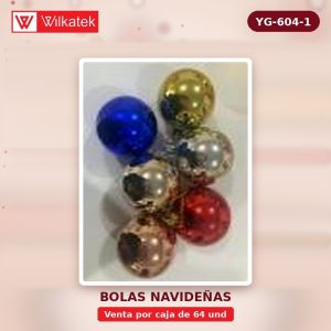Bola de Navidad Brillante 8cm color: dorada (6 und/tubo x 64 und) - WILKATEK