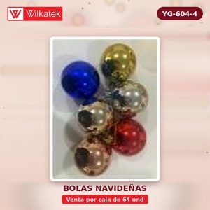 Bola de Navidad Brillante 8cm color: palo de rosa (6 und/tubo x 64 und) - WILKATEK