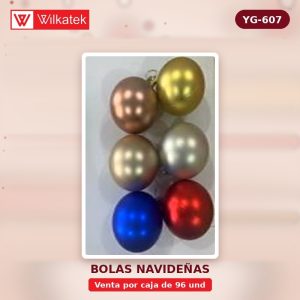 Bola de Navidad Mate 5cm color: dorada 26,rojo 38,plateado 19,champana 13(surtido) (12 und/tubo x 96 und) - WILKATEK