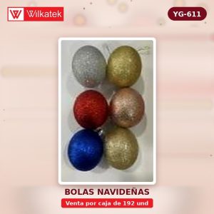 Bola de Navidad Escarchada 4cm color: DORADO 67,PLATEADO 19, ROJO 79, CHAMPAÑA 27. (12 und/tubo x 192 und) - WILKATEK