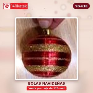 Bola de Navidad birllante con lineas de mirella 6 CM oro 16 # 22 plata 22 azul 11… (6 und/tubo x 120 und) - WILKATEK