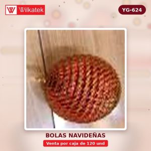 Bola navideña tranzada 6CM Dorado 16 # 22 Plata 22 Azul 11 ​​Verde 11 Rosa rojo 11… (6 und/tubo x 120 und) - WILKATEK