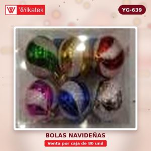 Bola de navidad 7CM con imágenes , forma S brillante , Oro plateado rojo azul verde… (6 unidades por caja x 80 und) - WILKATEK