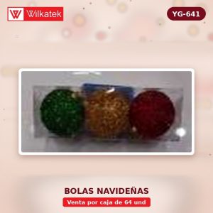 Bola de navidad 8CM felpa , Oro plateado rojo azul verde rosa surtido (6 unidades por caja x 64 und) - WILKATEK