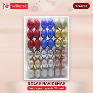 Bola de navidad 4cm, Bola lisa + Bolsa mate + Bola escarchada, Surtida en colores:… (30 und/caja x 72 und) - WILKATEK
