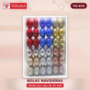 Bola de navidad 6cm, Bola lisa + Bolsa mate + Bola escarchada, Surtida en colores:… (30 und/caja x 20 und) - WILKATEK