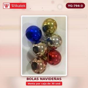 Bola de Navidad Brillante 12cm color: Rojo (3 und/tubo x 30 und) - WILKATEK