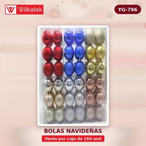 Bola de navidad 3cm, Bola lisa + Bolsa mate + Bola escarchada, Surtida en colores:… (30 und/tubo x 160 und) - WILKATEK