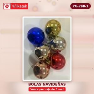 Bola de Navidad Brillante 25cm color: dorada (Opp x 8 und) - WILKATEK
