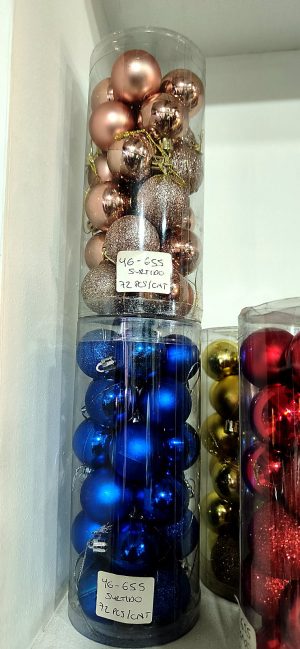 Bola de navidad 4cm, Bola lisa + Bolsa mate + Bola escarchada, Surtida en colores:… (24 und/tubo x 72 und) - WILKATEK