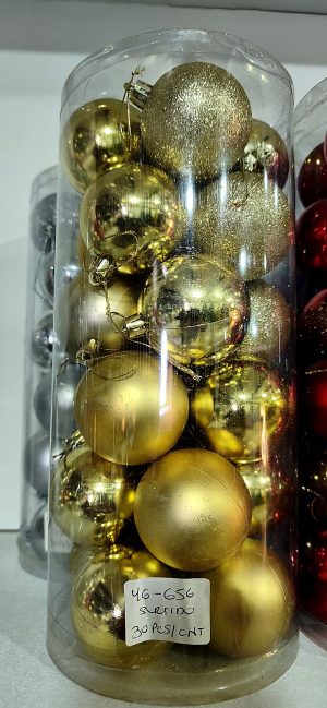 Bola de navidad 6cm, Bola lisa + Bolsa mate + Bola escarchada, Surtida en colores:… (24 und/tubo x 30 und) - WILKATEK